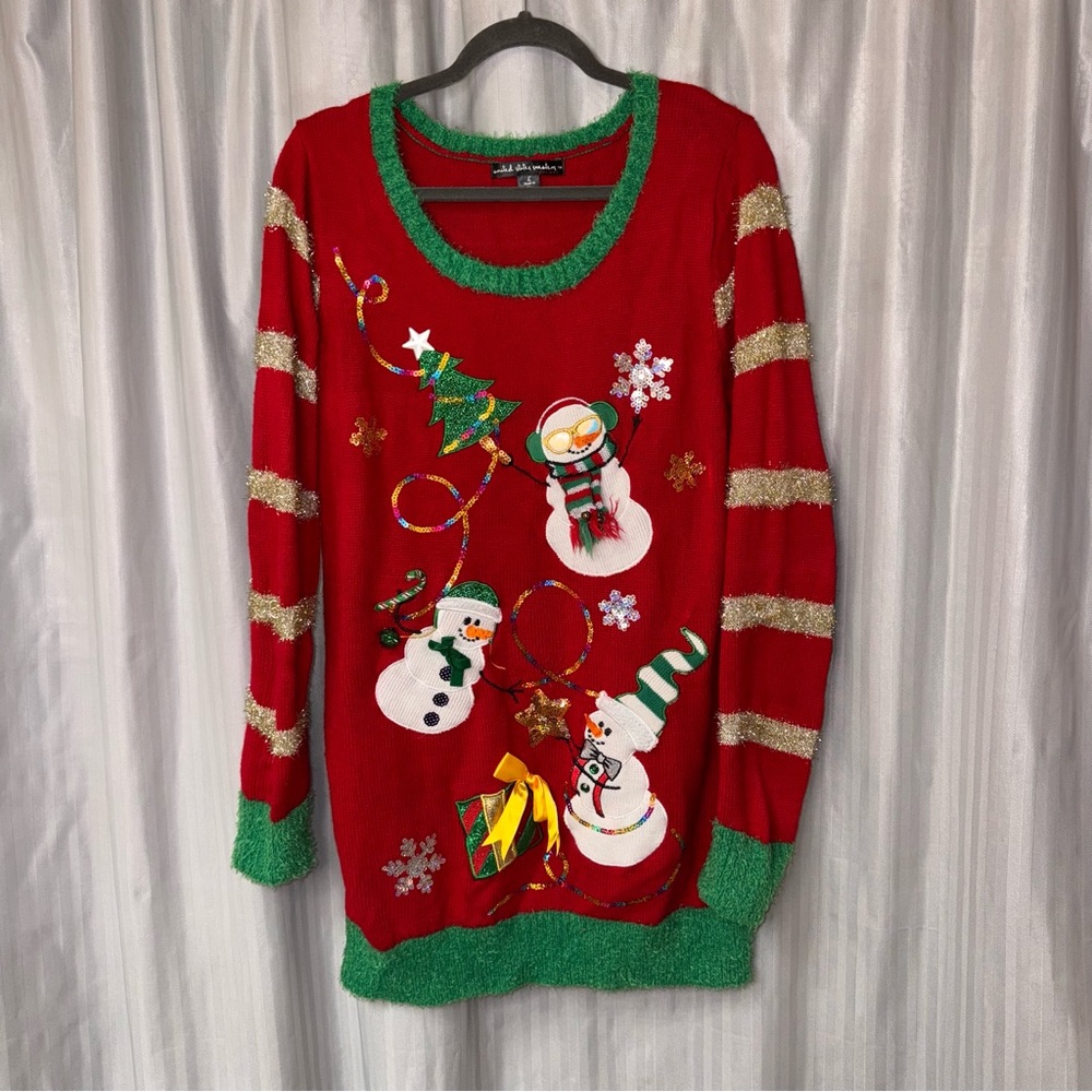 Festive Holiday or Christmas Sweater dress size L